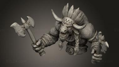 Busts of heroes and monsters (Minotaur Tribe Leader, BUSTH_3179) 3D models for cnc