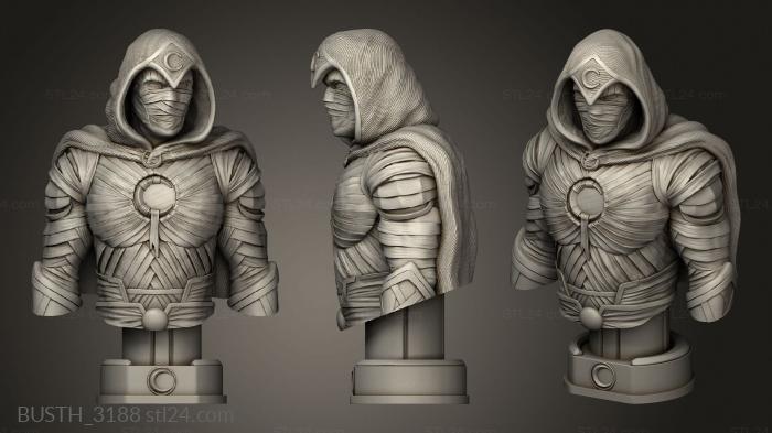 Busts of heroes and monsters (Moon Knight, BUSTH_3188) 3D models for cnc