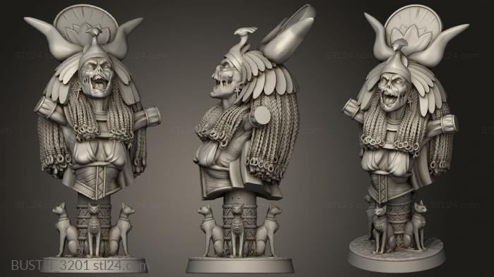 Busts of heroes and monsters (Mummy Queen, BUSTH_3201) 3D models for cnc