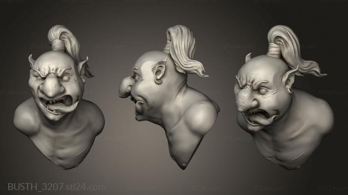 Busts of heroes and monsters (Paint Goblin Explorer Pt, BUSTH_3207) 3D models for cnc