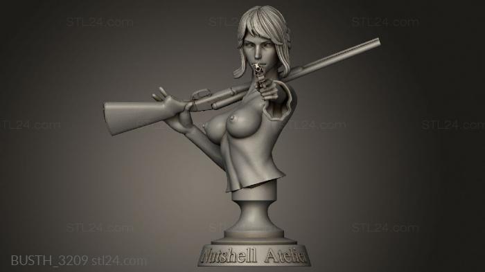 Busts of heroes and monsters (Gunslinger girl Clothed, BUSTH_3209) 3D models for cnc