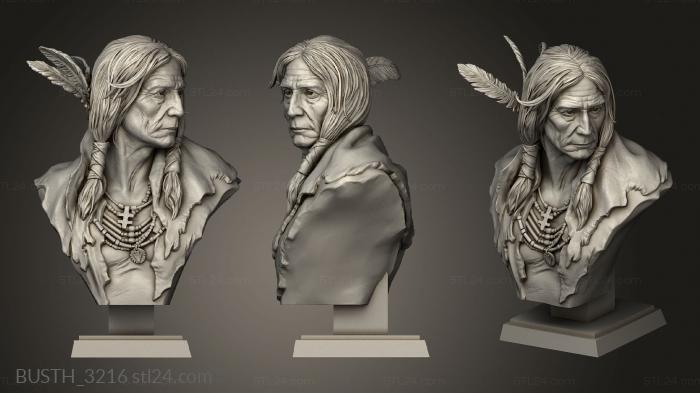 Busts of heroes and monsters (Native american NA flat, BUSTH_3216) 3D models for cnc