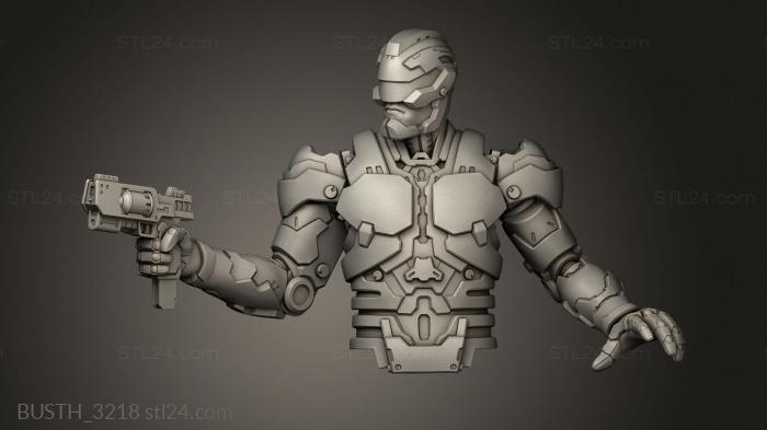 Busts of heroes and monsters (Neon Warrior Mecha Constable, BUSTH_3218) 3D models for cnc