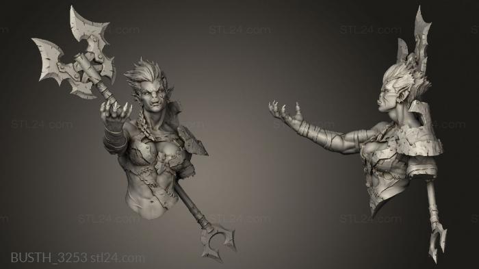 Busts of heroes and monsters (Orc Female Champion Femo, BUSTH_3253) 3D models for cnc