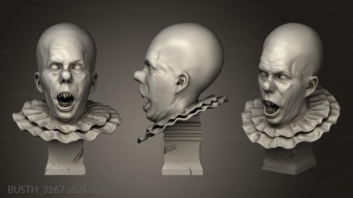 Busts of heroes and monsters (Pennywise, BUSTH_3267) 3D models for cnc