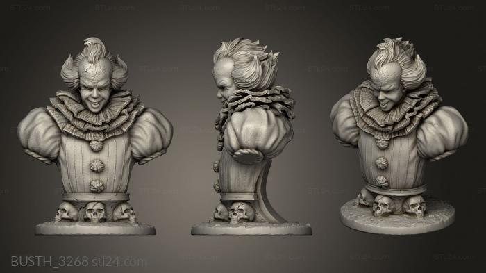 Busts of heroes and monsters (pennywise, BUSTH_3268) 3D models for cnc