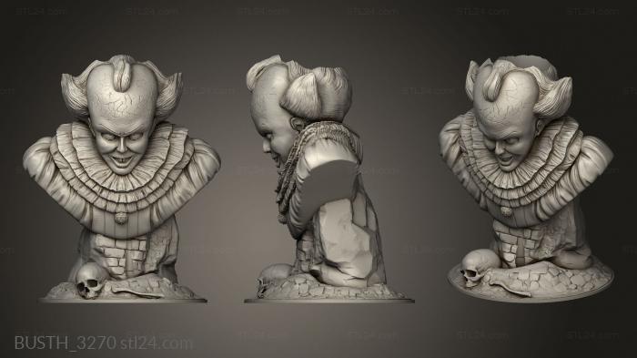 Busts of heroes and monsters (Pennywise, BUSTH_3270) 3D models for cnc