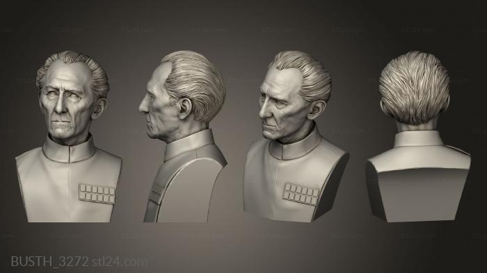 Busts of heroes and monsters (Peter Cushing as Grand Moff Tarkin, BUSTH_3272) 3D models for cnc