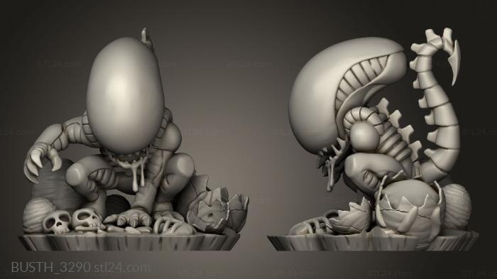 Busts of heroes and monsters (PREDADOR Alien Chibi, BUSTH_3290) 3D models for cnc