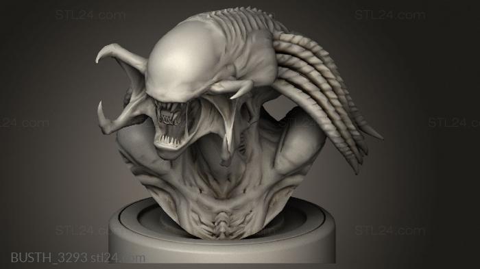 Busts of heroes and monsters (Predalien, BUSTH_3293) 3D models for cnc