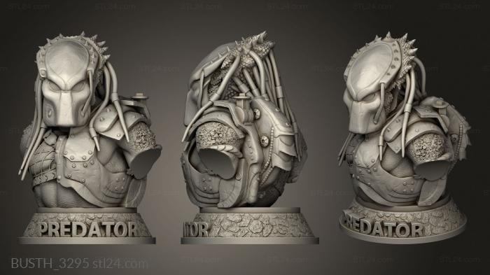 Busts of heroes and monsters (PREDATOR, BUSTH_3295) 3D models for cnc