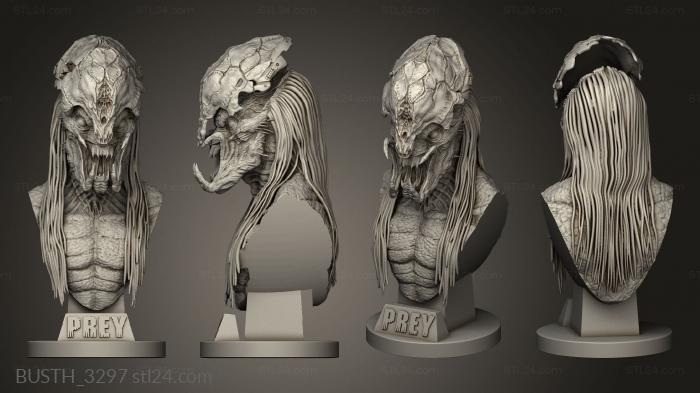 Busts of heroes and monsters (PREDATOR FERAL, BUSTH_3297) 3D models for cnc