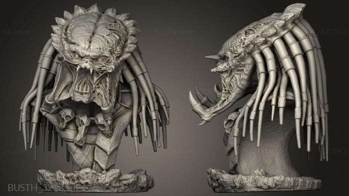 Busts of heroes and monsters (Predator cara, BUSTH_3298) 3D models for cnc