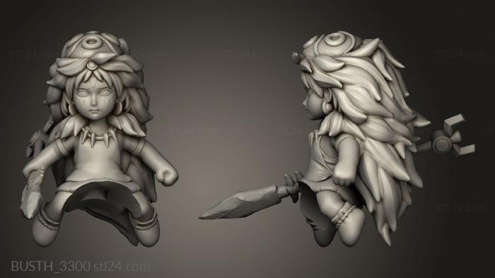 Busts of heroes and monsters (Princess Mononoke Mononoke, BUSTH_3300) 3D models for cnc