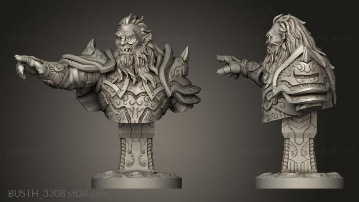 Busts of heroes and monsters (Quest for the Darkstone Kossuth Strabane, BUSTH_3308) 3D models for cnc
