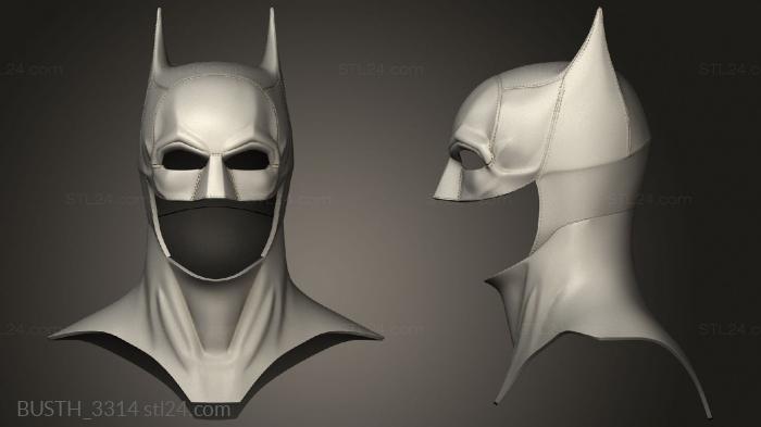 Busts of heroes and monsters (batman able helmet cowl RP ben affleck, BUSTH_3314) 3D models for cnc