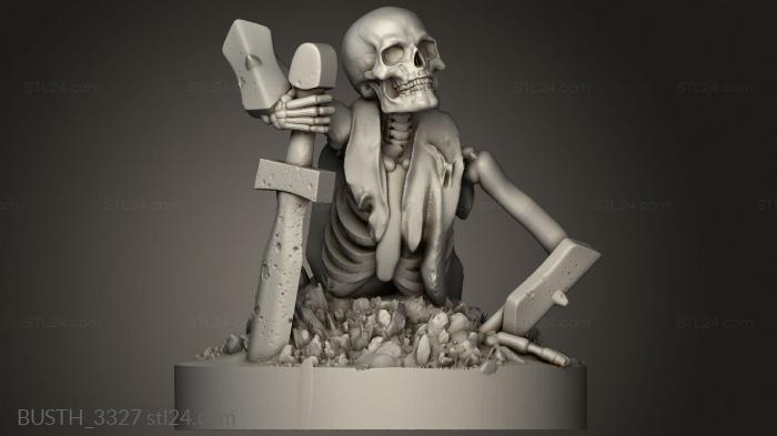 Busts of heroes and monsters (Rising skeleton, BUSTH_3327) 3D models for cnc