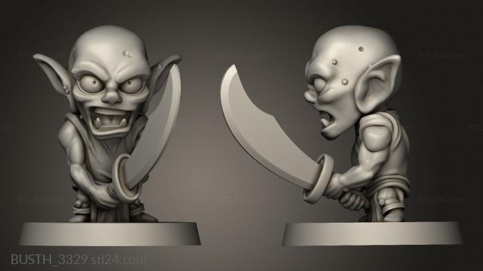 Busts of heroes and monsters (RND Goblin Sword, BUSTH_3329) 3D models for cnc