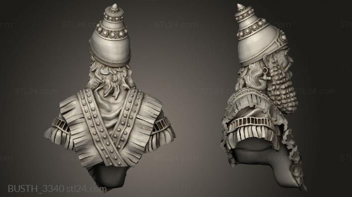 Busts of heroes and monsters (Rough and Tumble Rough assiro, BUSTH_3340) 3D models for cnc