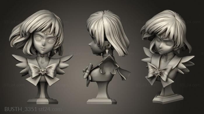 Busts of heroes and monsters (Sailor Saturn Siri Nitti bow, BUSTH_3351) 3D models for cnc