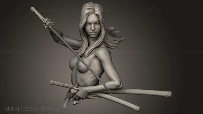 Busts of heroes and monsters (Samurai Nude, BUSTH_3354) 3D models for cnc