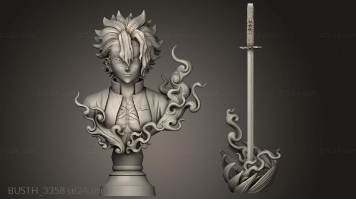 Busts of heroes and monsters (Sanem Animated Hero, BUSTH_3358) 3D models for cnc