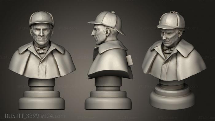 Busts of heroes and monsters (SHERLOCK holmes, BUSTH_3399) 3D models for cnc