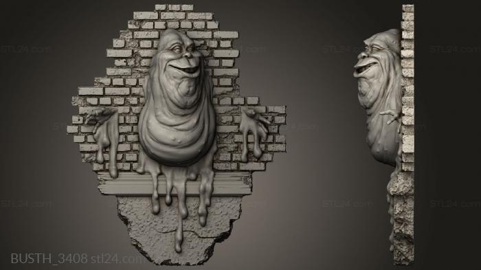 Busts of heroes and monsters (Slimer wall Trophy, BUSTH_3408) 3D models for cnc
