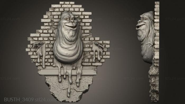 Busts of heroes and monsters (Slimer wall Trophy, BUSTH_3409) 3D models for cnc