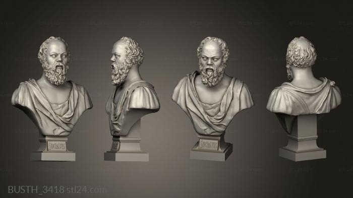 Busts of heroes and monsters (Socrates, BUSTH_3418) 3D models for cnc
