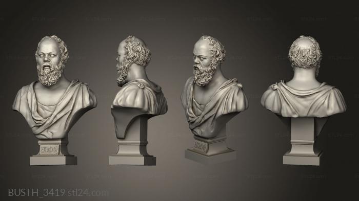 Busts of heroes and monsters (Socrates, BUSTH_3419) 3D models for cnc