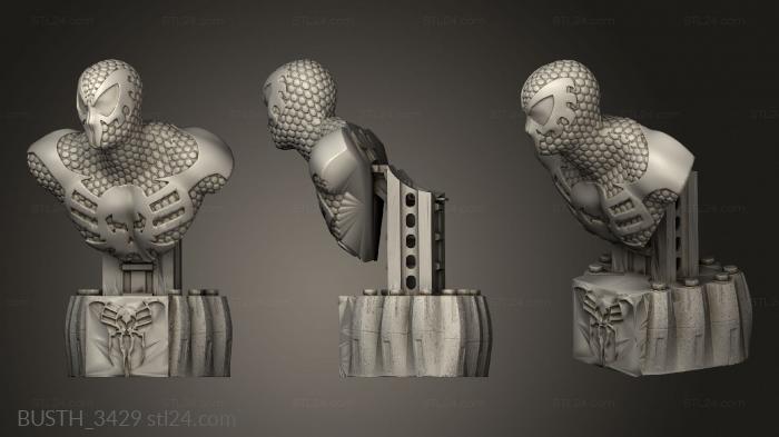Busts of heroes and monsters (Spiderman, BUSTH_3429) 3D models for cnc