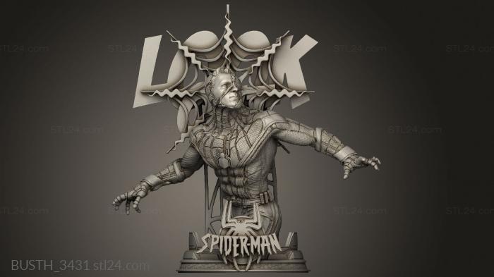 Busts of heroes and monsters (Spiderman One, BUSTH_3431) 3D models for cnc