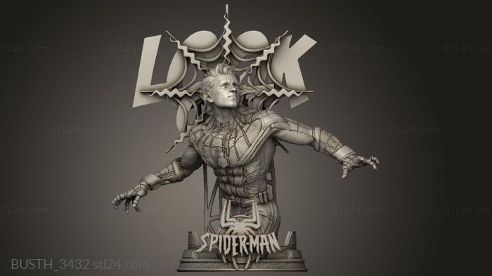 Busts of heroes and monsters (Spiderman One, BUSTH_3432) 3D models for cnc