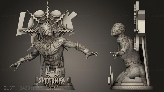 Busts of heroes and monsters (Spiderman One, BUSTH_3433) 3D models for cnc