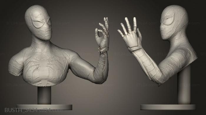 Busts of heroes and monsters (Spiderman Spider Man, BUSTH_3434) 3D models for cnc