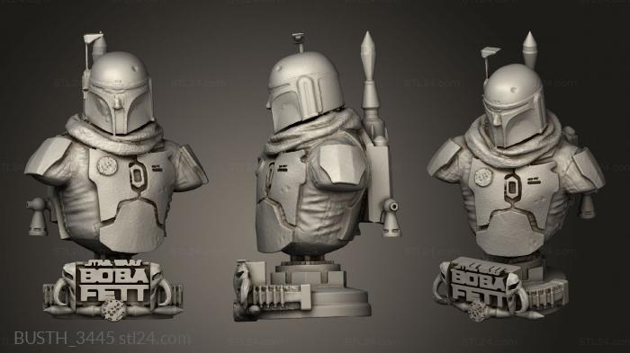 Busts of heroes and monsters (Star Wars Boba Fett BF Boba Fett Ref, BUSTH_3445) 3D models for cnc
