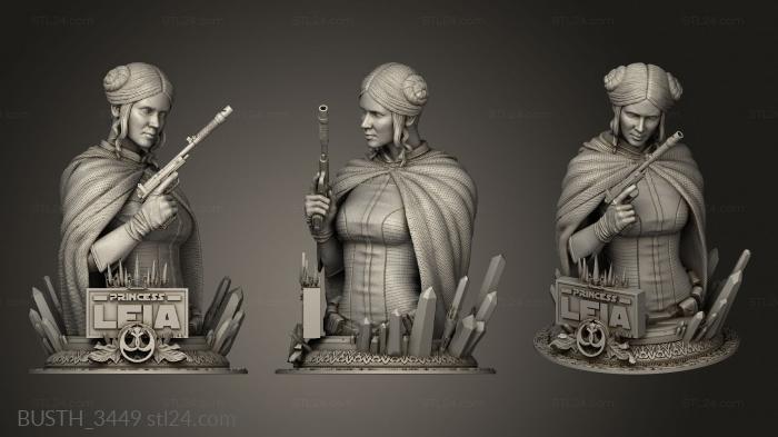 Busts of heroes and monsters (Star Wars Leia, BUSTH_3449) 3D models for cnc