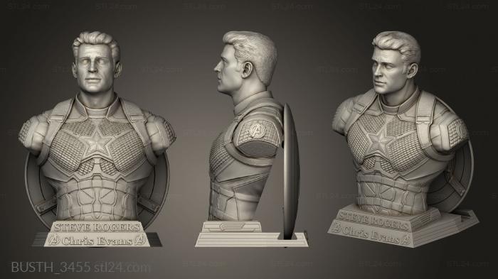 Busts of heroes and monsters (steve rogers captain america Jan Sistek shield, BUSTH_3455) 3D models for cnc