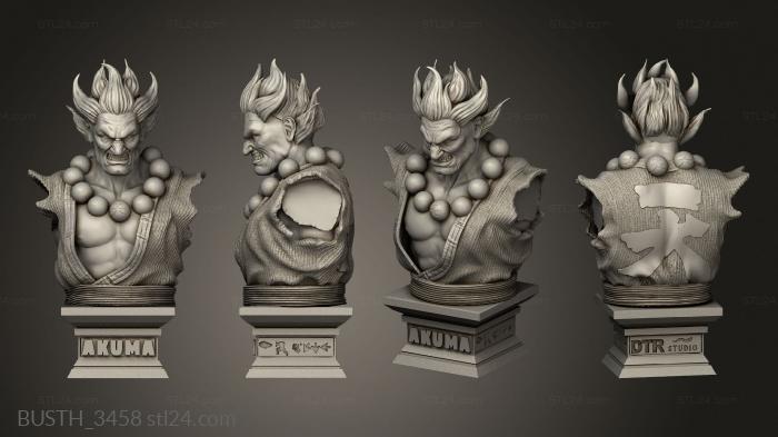 Busts of heroes and monsters (street fighter akuma, BUSTH_3458) 3D models for cnc
