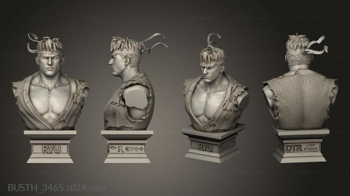 Busts of heroes and monsters (street fighter Ryu band, BUSTH_3465) 3D models for cnc