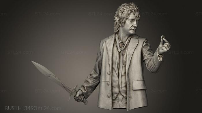 Busts of heroes and monsters (The Hobbit Bilbo Baggins, BUSTH_3493) 3D models for cnc