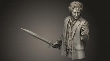 Busts of heroes and monsters (The Hobbit Bilbo Baggins, BUSTH_3493) 3D models for cnc