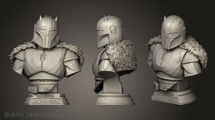 Busts of heroes and monsters (The Mandalorians, BUSTH_3496) 3D models for cnc