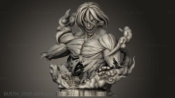 Busts of heroes and monsters (Titan Eren, BUSTH_3509) 3D models for cnc