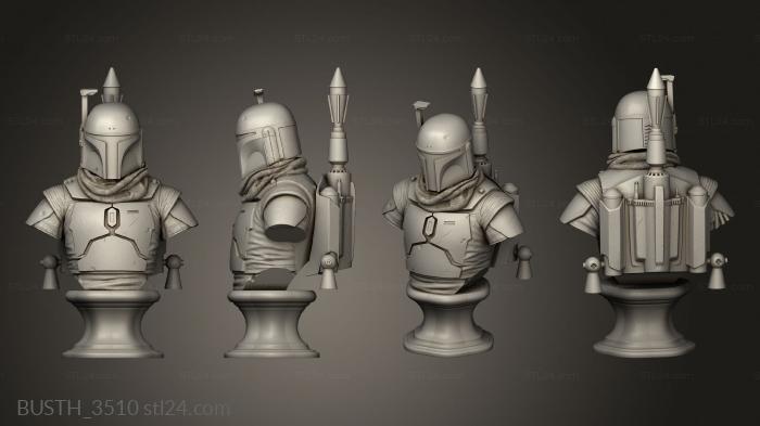 Busts of heroes and monsters (TOTAL Boba Fett, BUSTH_3510) 3D models for cnc