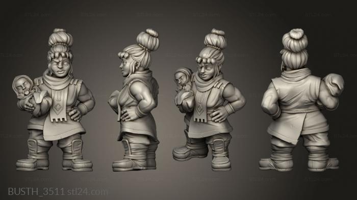 Busts of heroes and monsters (town folks townsfolk, BUSTH_3511) 3D models for cnc