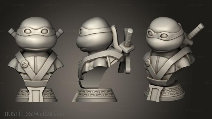 Busts of heroes and monsters (Turtle Warrior with Swords and Container O LEO, BUSTH_3524) 3D models for cnc
