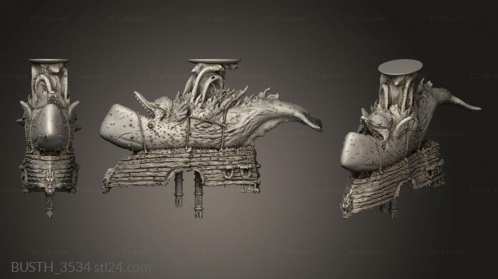 Busts of heroes and monsters (Undead Pirate Captain with Axe, BUSTH_3534) 3D models for cnc
