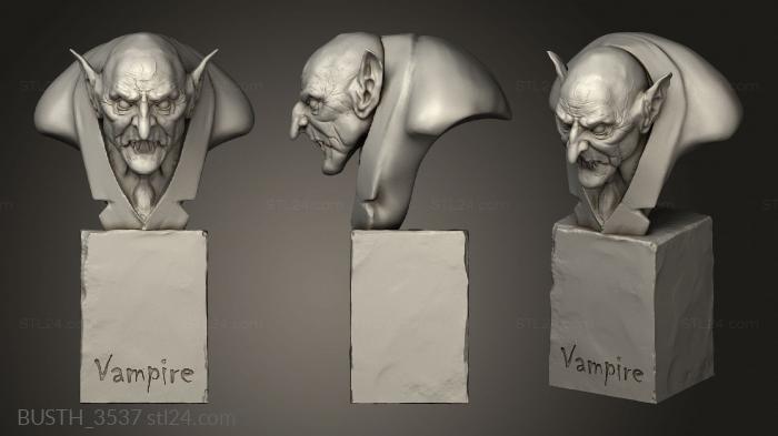Busts of heroes and monsters (Vampire, BUSTH_3537) 3D models for cnc